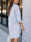 Women's Casual Elegant Solid Color Lapel Long Blouse