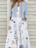 Women's Summer Holiday Style Printed V Neck Short Sleeve Dress