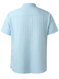 Men's Summer Stripe Textured Lapel Short Sleeve Shirt