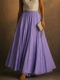 Women High Waist Crinkle Flowy Big Hem Boho Maxi Skirts