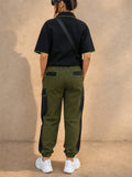 Women Cargo Zip Up Short Sleeve Shirt and Jogger Pants Set