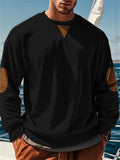 Men's Corduroy Contrast Color Round Neck Long Sleeve Shirt