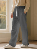 Men's Casual Solid Color Twisted Jacquard Drawstring Trousers