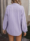 Long Sleeve Striped Button Up Blouses for Ladies