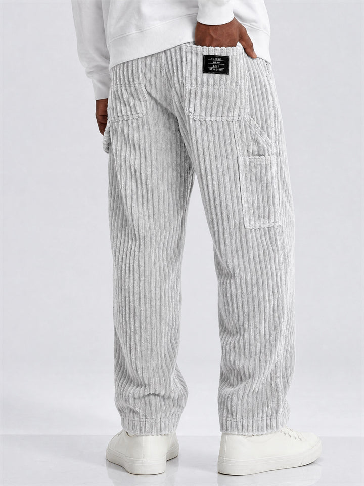 Mens Wide Wale Corduroy Relaxed Fit Utility Cargo Pants