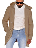 Men's Daily Wear Fashion Double-Breasted Hooded Long Sleeve Coat