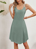 Women's Candy Color U Neck Sleeveless Hollow Out Sundress