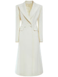 Female Elegant White Double-Breasted Suiting Coat
