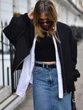 Women's Oversized Long Sleeve Zipper Bomber Coat