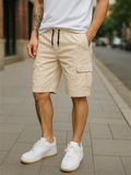 Men's Relaxed Drawstring Cotton Blend Summer Cargo Shorts