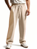 Men's Casual Solid Color Elastic Waist Wide Leg Sweatpants