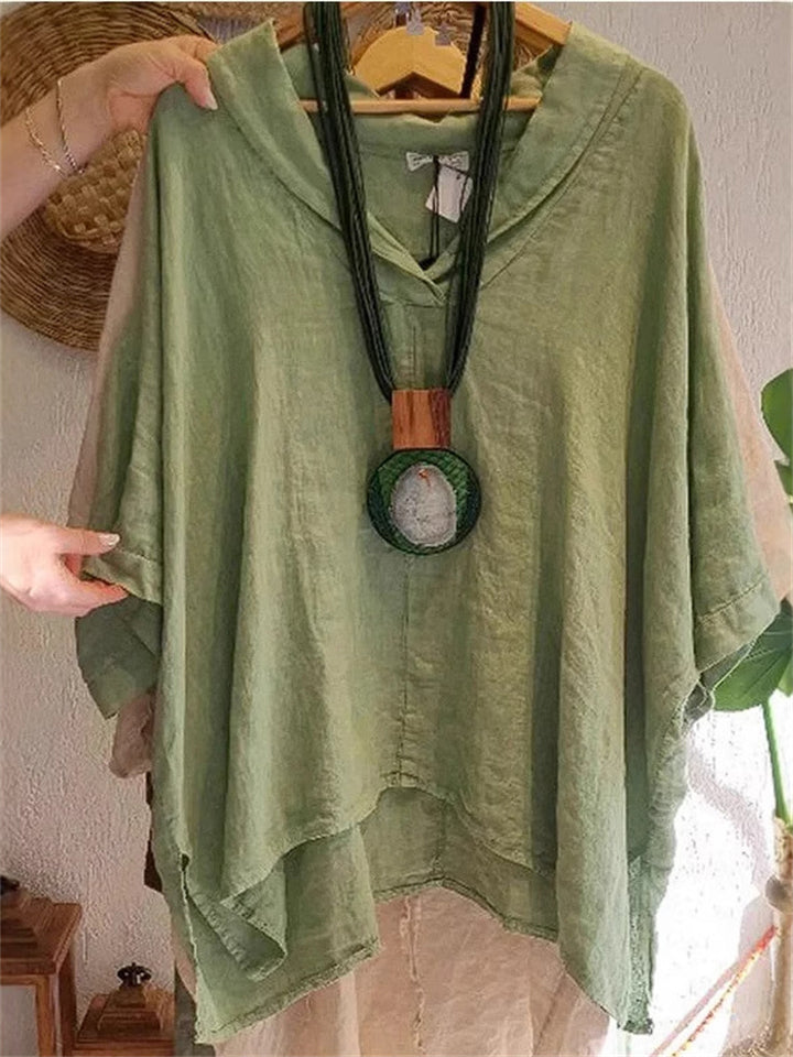 Women's Casual Solid Color V Neck Short Sleeve Shirts