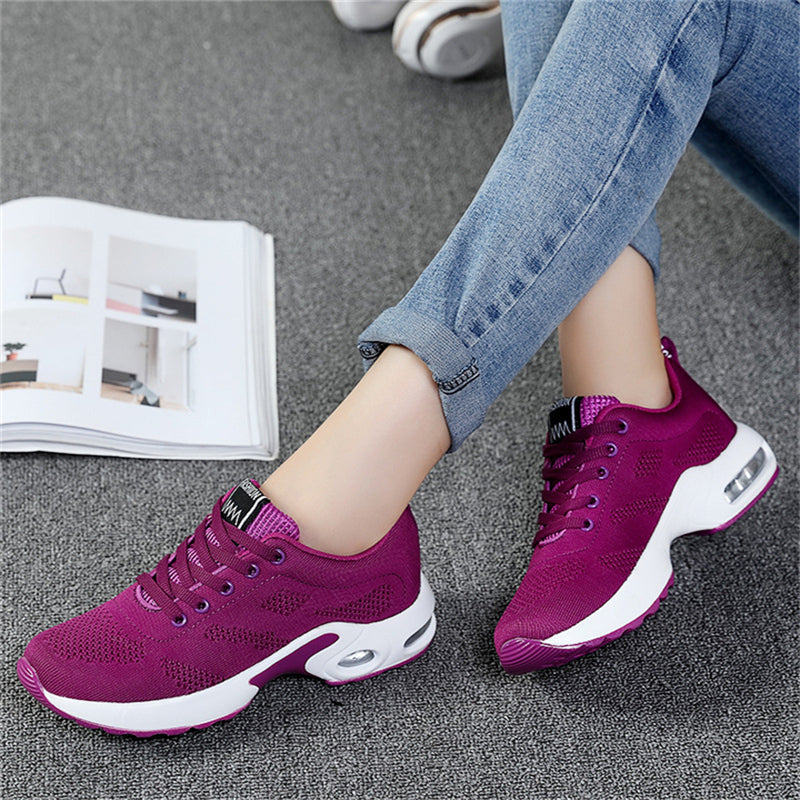 Female Comfy Light Contrast Color Net Sports Shoes