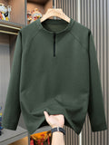 Men's Classic Plus Size Loose Fit Long Sleeve Half-Zip Sweatshirts