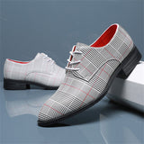 Men's Retro Chic Plaid Lace Up Dress Shoes