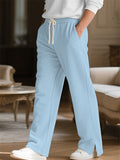 Men's Casual Solid Color Texture Jacquard Drawstring Trousers