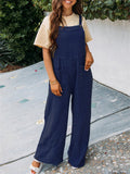 Cute Square Neck Loose Large Pocket Jumpsuit for Women