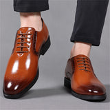 Men's Office Wear British Lace Up Glossy Dress Shoes