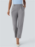 Women's Solid Color Casual Straight Cropped Suit Pants