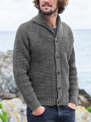 Men's Classic Grey Keep Warm Soft Button Knitted Sweaters