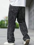 Men's Streetwear Loose Fit Distressed Baggy Ripped Jeans with Patches