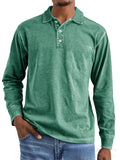 Men's Casual Distressed Long Sleeve Lapel Solid Color Shirts