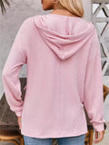 Women's Solid Color Stripe Casual Knitted Hoodie