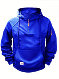 Men's Simple Plain Color Quarter Zip Pullover Hoodies