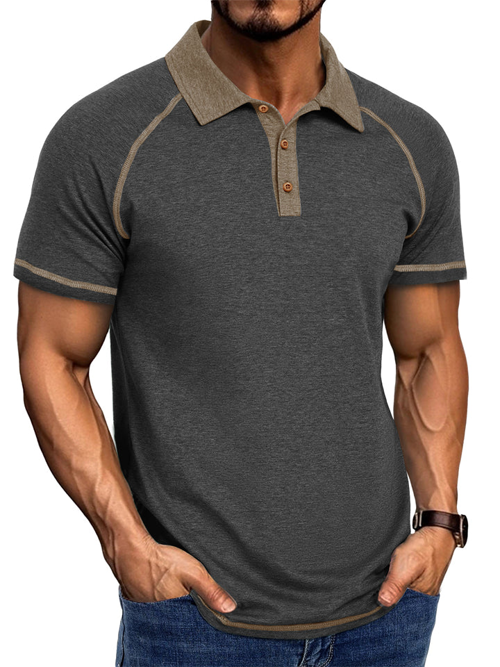 Men's Summer Contrast Color Lapel Polo Shirts
