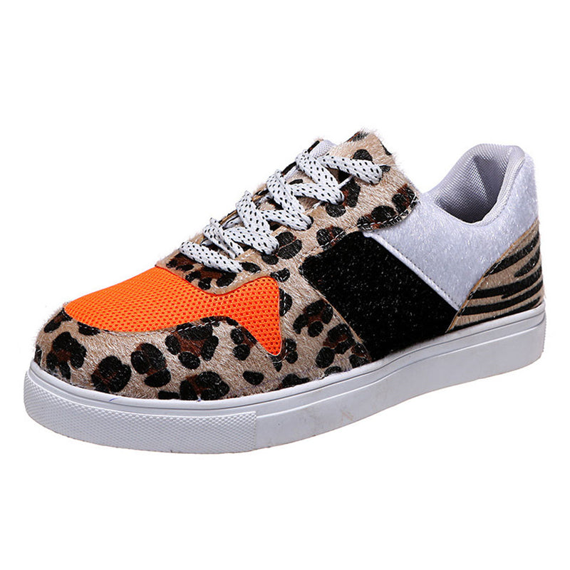Women's Breathable Mesh Lace-up Trendy Leopard Loafers