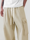 Men's Casual Loose Fit Cargo Pants with Side Flap Pockets‌