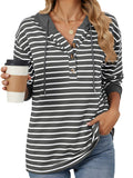 Women's Casual Autumn Contrast Color Striped Long Sleeve Hoodie