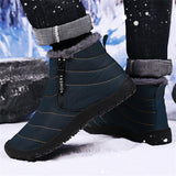 Double Zip Plush Lined Outdoor Ankle Snow Boots for Men