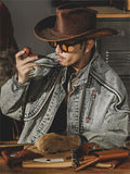 Men's Retro Classic Cotton Long Sleeve Denim Motorcycle Jacket