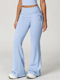 Comfy High-Waist Drawstring Workout Fitness Flared Yoga Pants for Women
