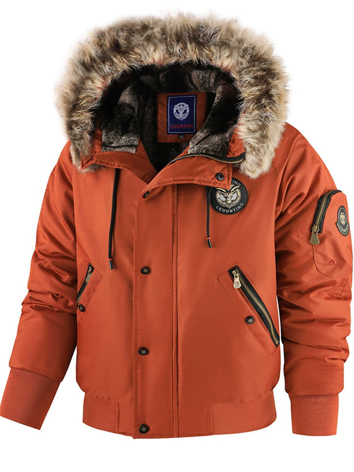 Men's Winter Fleece Lined Warm Parka Coats with Zipper Pockets and Patches