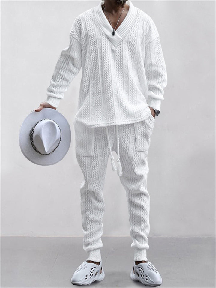 Men's Fashion Knitted Two Piece Outfit Sets