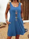 Women's Casual Contrast Color Printed Sleeveless Tank Dress
