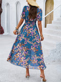 V-Neck Floral Print Holiday Maxi Dresses for Ladies