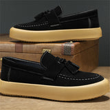 Men's Solid Color Suede Slip Ons Loafers Flats Shoes