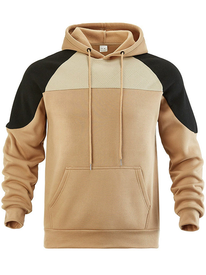 Men's Casual Streetwear Loose Fit Color Block Hoodies with Kangaroo Pocket