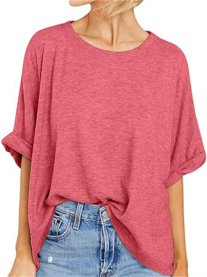 Summer Candy Color Women's Round Neck Short Sleeve T-shirt