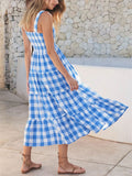 Summer Leisure Plaid Bustier Swing Dress for Women