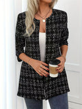 Women's Autumn Houndstooth Plaid Printed Cardigan Blazer Casual Daily Wear