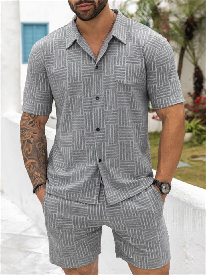 Men's Summer Jacquard Short Sleeved Set for Men