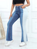 Ladies Fashionable Washed Splicing Skinny Stretchy Jeans
