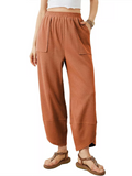 Women's Casual High Waist Wide Leg Loose Fit Pockets Corduroy Pants