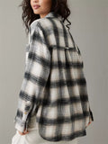 Women's Casual Long Sleeve Button Plaid Blouses