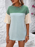 Women's Color Block Striped Texture Casual Shirt