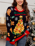 Women's Autumn Contrast Color Christmas Tree Jacquard Sweaters